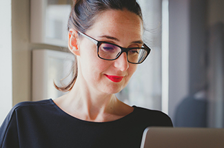 woman with glasses